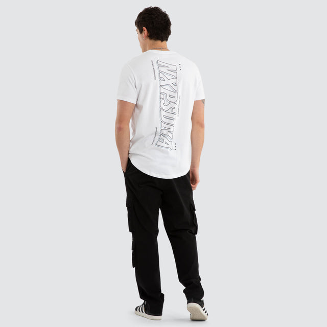 Model wears Burns Dual Curved Tee Optical White T-Shirts White – image 5
