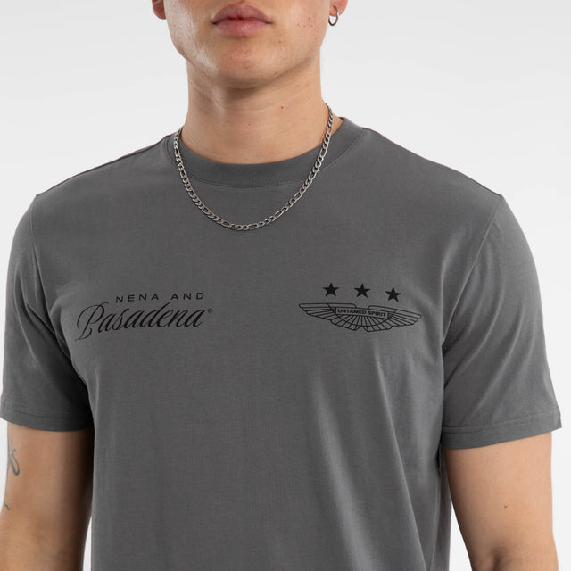 Model wears Pledge Dual Curved Tee Lava Smoke T-Shirts Grey – image 6
