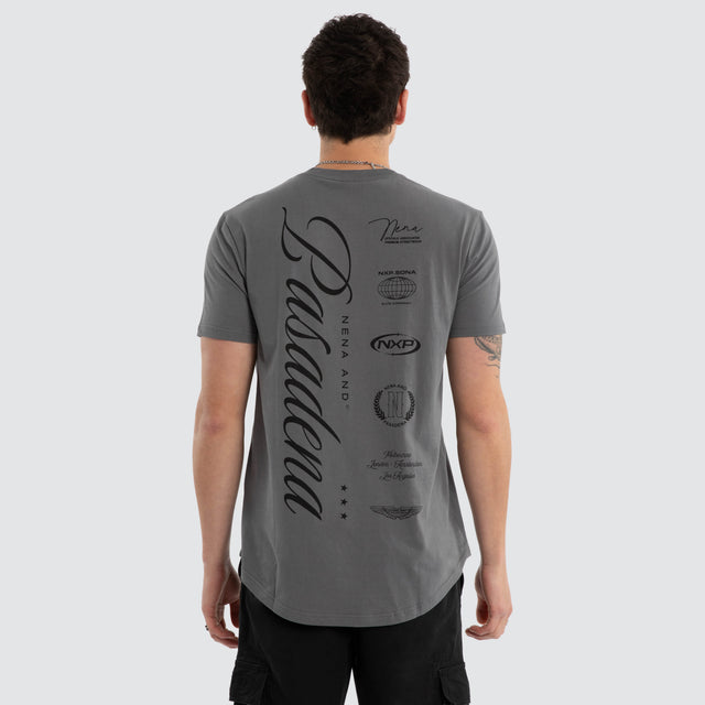 Model wears Pledge Dual Curved Tee Lava Smoke T-Shirts Grey – image 1