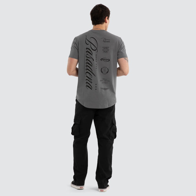 Model wears Pledge Dual Curved Tee Lava Smoke T-Shirts Grey – image 5