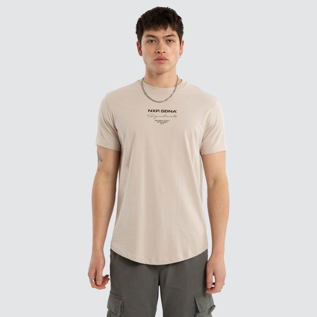 Model wears Origin Dual Curved Tee Dove T-Shirts Grey – image 1