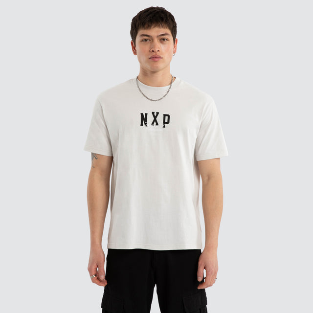Model wears Playfair Classic Tee Glacier Grey T-Shirts Grey – image 1