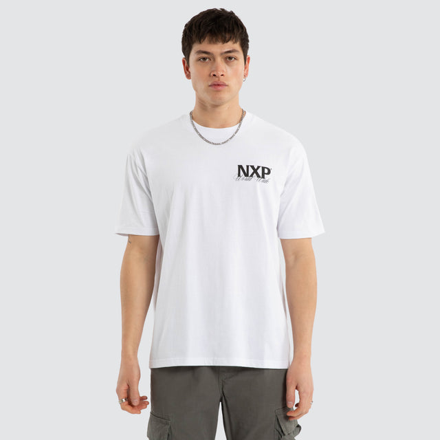 Model wears Mirage Box Fit Tee Optical White T-Shirts White – image 1