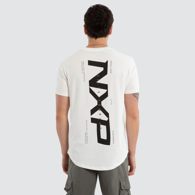 Model wears Deliberate Dual Curved Tee Natural White T-Shirts White – image 2