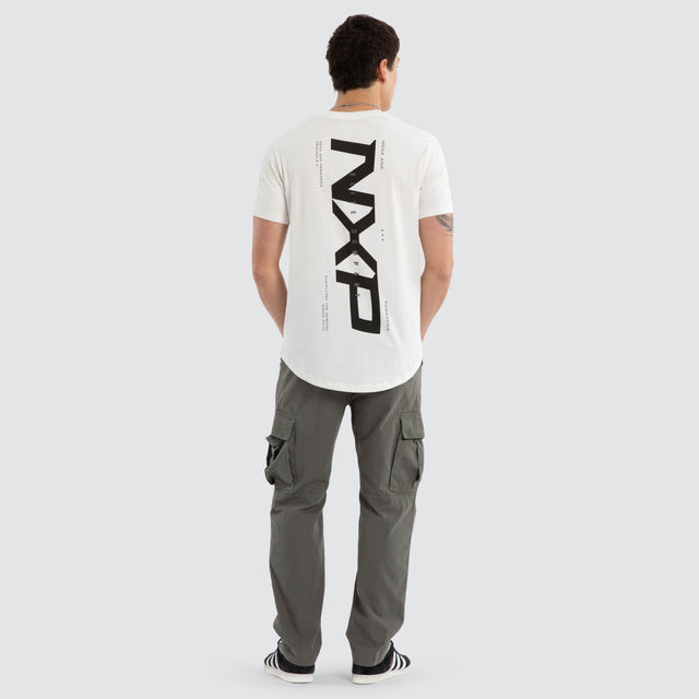 Model wears Deliberate Dual Curved Tee Natural White T-Shirts White – image 5