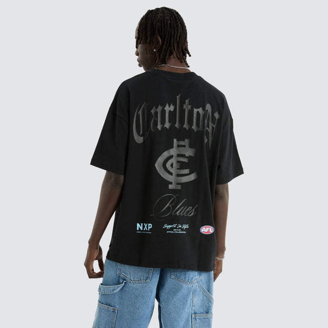 Carlton Blues AFL Blacked Out Raptor Tee Anthracite Black