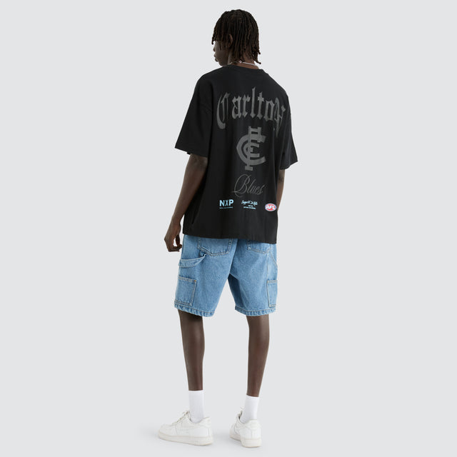 Carlton Blues AFL Blacked Out Raptor Tee Anthracite Black