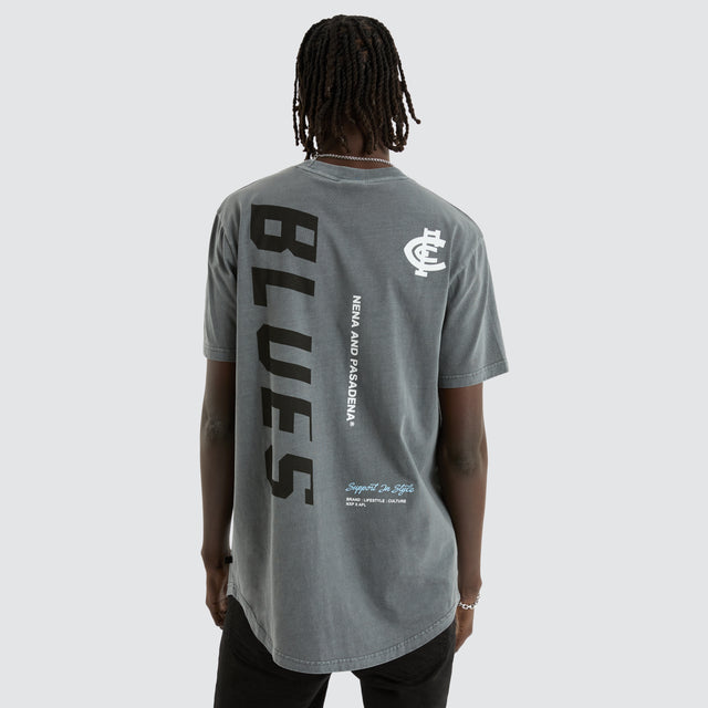 Carlton Blues AFL Dual Curved Tee Pigment Charcoal