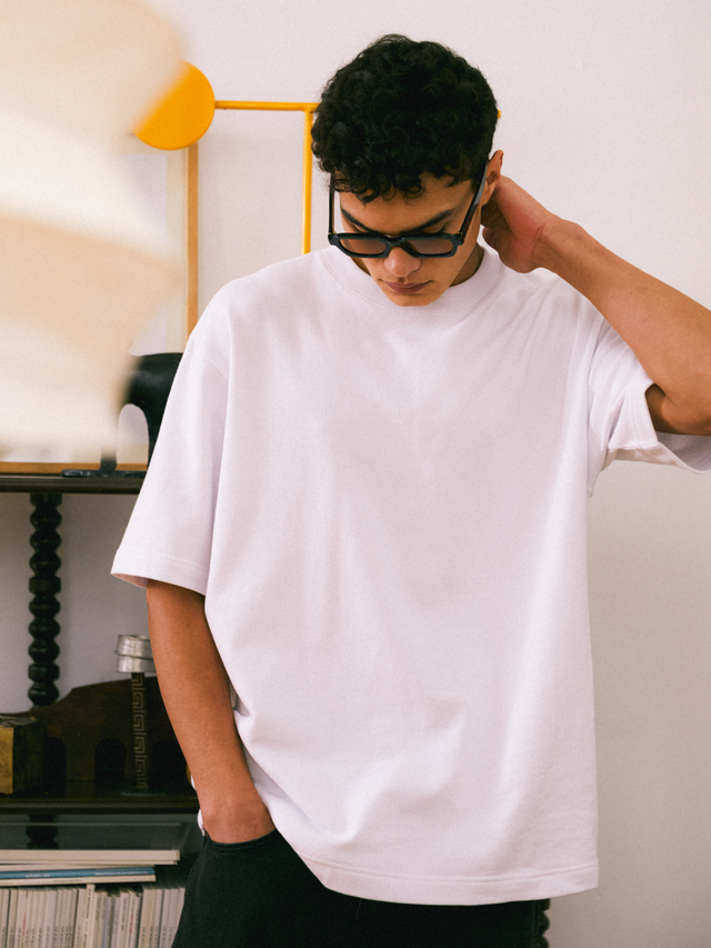 Oversized Tee: A Big Baggy Fit, a wide chest measurement with dropped shoulders & Loop Back cotton creating a Secret Coziness On the inside