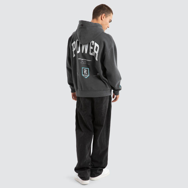 Port Adelaide Power AFL Vintage Hoodie Pigment Asphalt