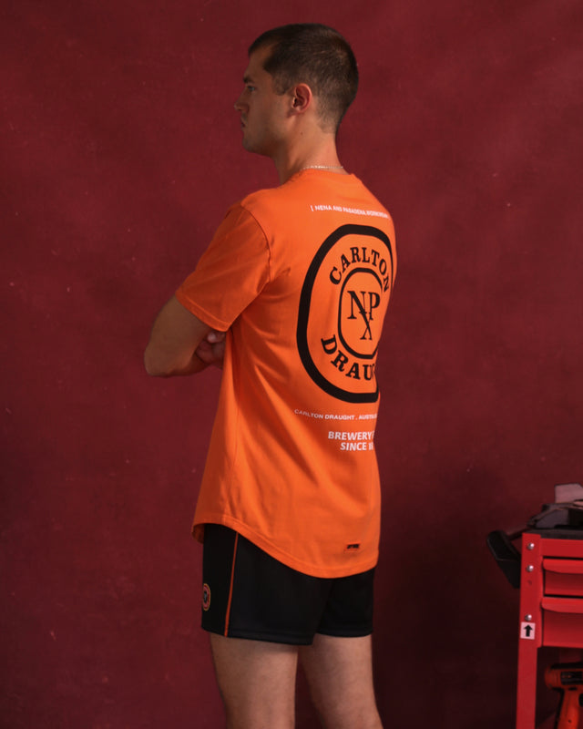 Carlton Draught Blueprint Work Tee in Orange