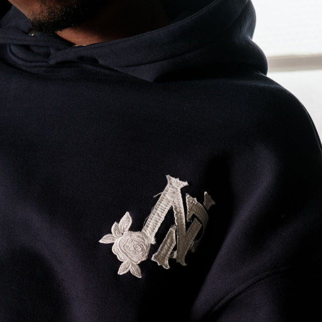 Fray Motion Box Fit Hoodie Black Iris