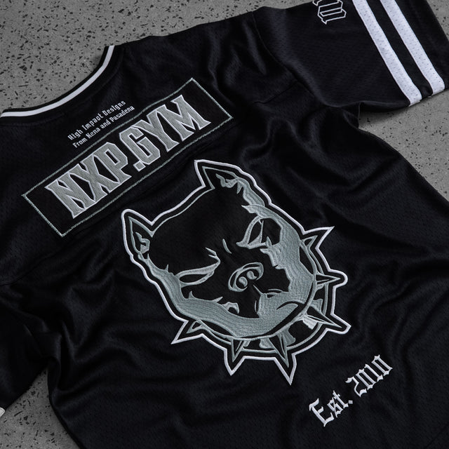 Model wears Brute Gridiron Jersey Jet Black Jerseys in Black - Image 2