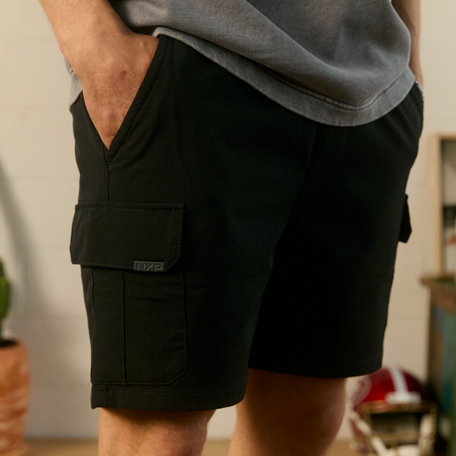 S150 Slim Stretch Cargo Short Black