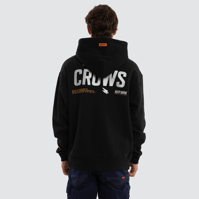 Model wears Adelaide Crows Subject Hoodie Jet Black Hoodies in Black - Image 2