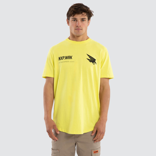 Model wears Adelaide Crows Ethic Tee Yellow T-Shirts in Yellow - Image 1