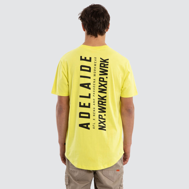 Model wears Adelaide Crows Ethic Tee Yellow T-Shirts in Yellow - Image 2