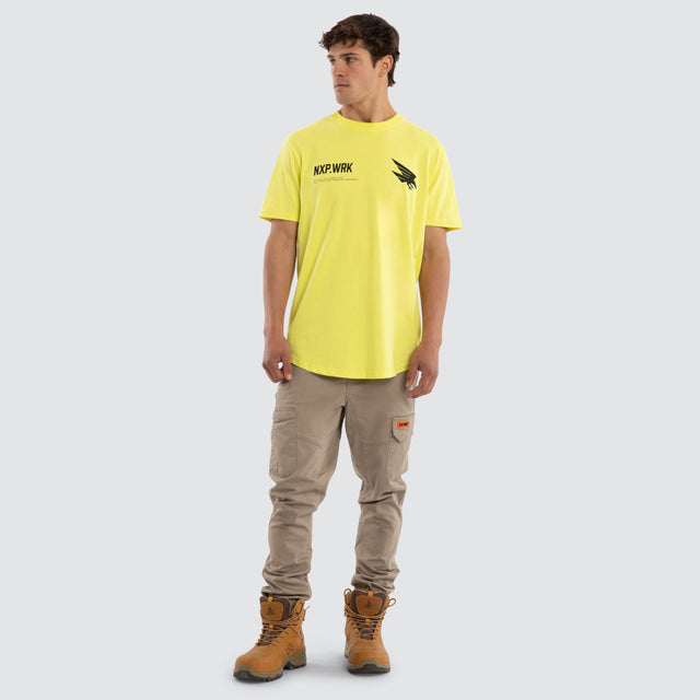 Model wears Adelaide Crows Ethic Tee Yellow T-Shirts in Yellow - Image 5