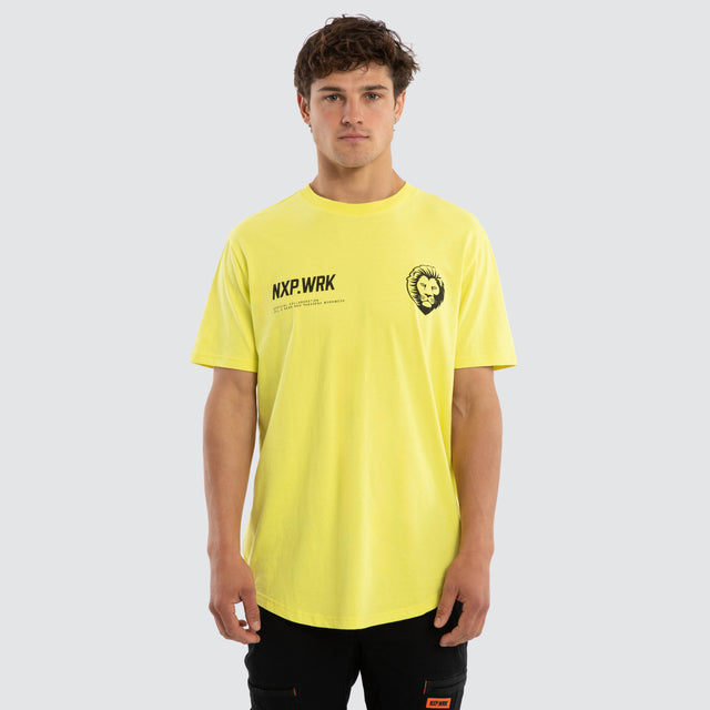 Model wears Brisbane Lions Ethic Tee Yellow T-Shirts in Yellow - Image 1