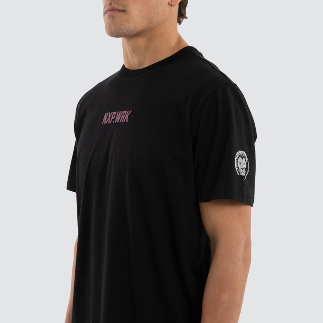 Model wears Brisbane Lions Legal Tee Jet Black T-Shirts in Black - Image 4