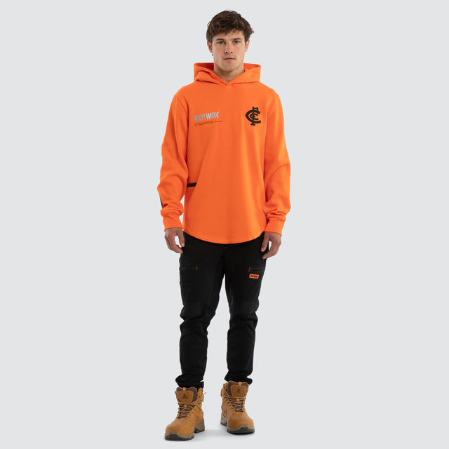 Model wears Carlton Blues Admission Hoodie Orange Hoodies in Orange - Image 5
