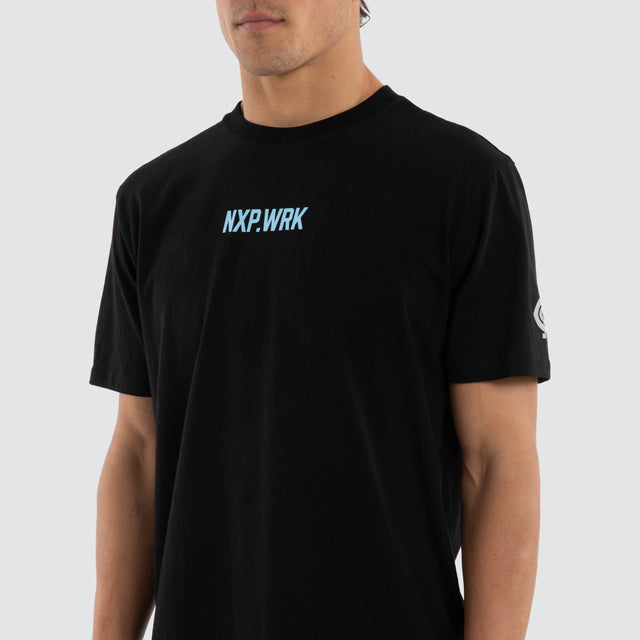 Model wears Carlton Blues Legal Tee Jet Black T-Shirts in Black - Image 4