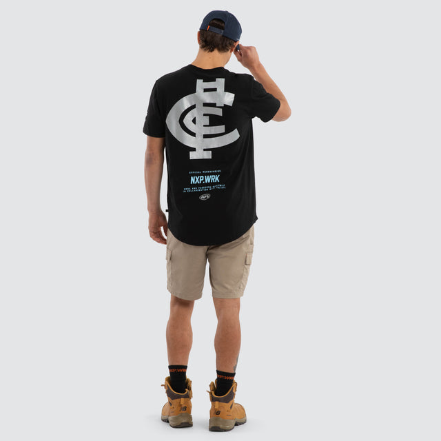 Model wears Carlton Blues Legal Tee Jet Black T-Shirts in Black - Image 5