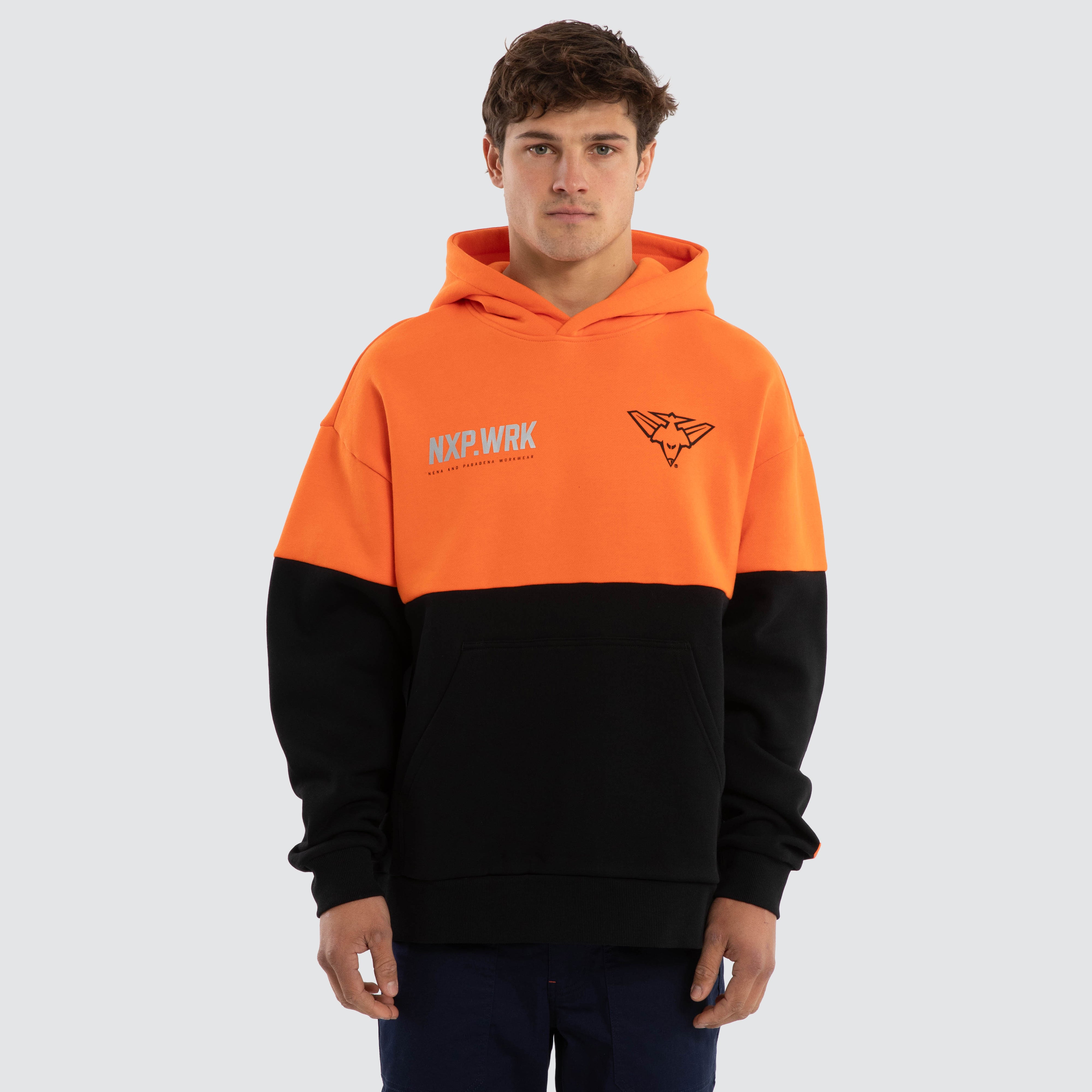Essendon Bombers Block Hoodie Orange Black | NXP