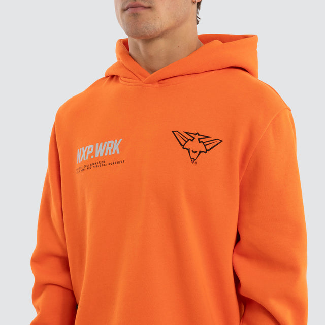 Model wears Carlton Blues Admission Hoodie Orange Hoodies in Orange - Image 4