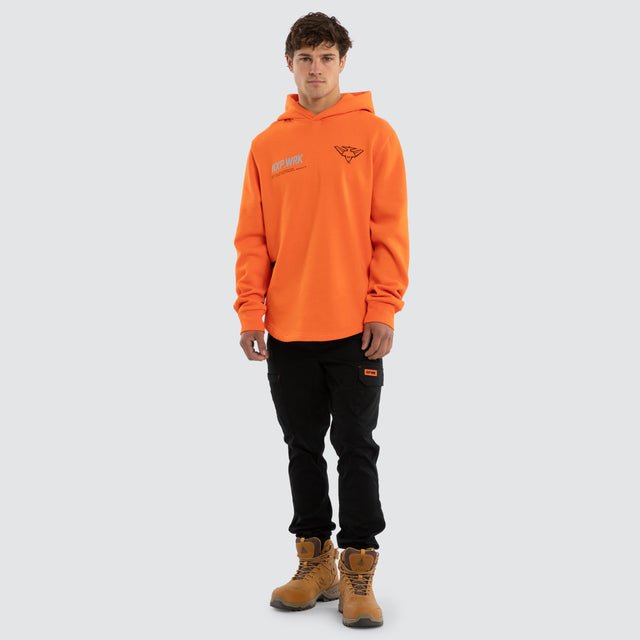 Model wears Carlton Blues Admission Hoodie Orange Hoodies in Orange - Image 3
