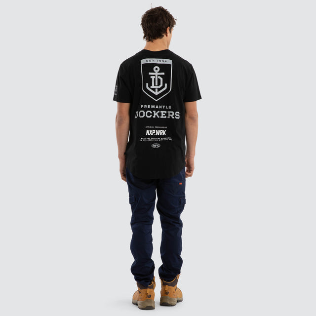 Model wears Fremantle Dockers Legal Tee Jet Black T-Shirts in Black - Image 5