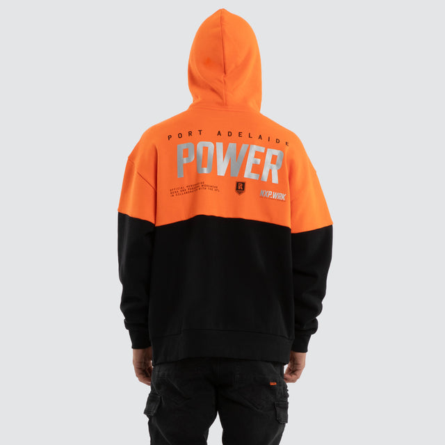 Port Adelaide Power Block Hoodie Orange Black