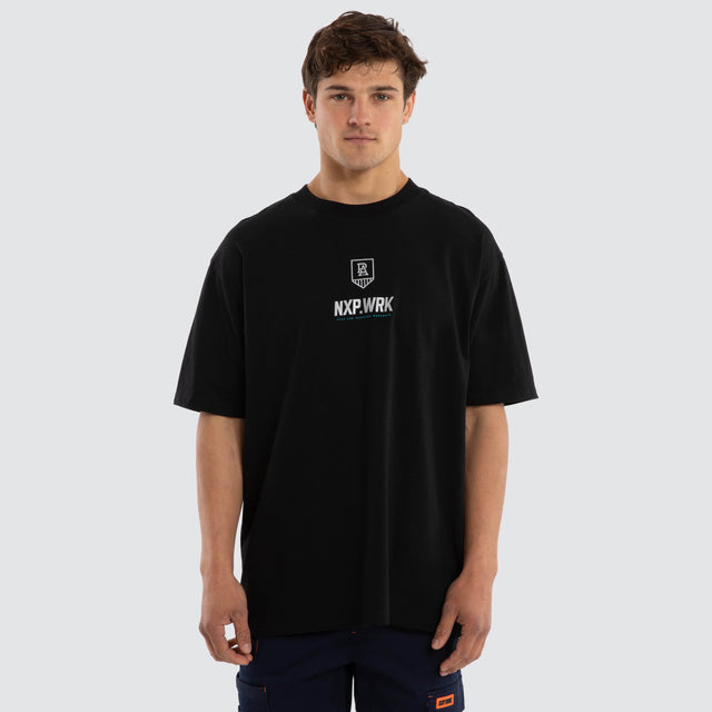 Model wears Port Adelaide Power Union Tee Jet Black T-Shirts in Black - Image 1