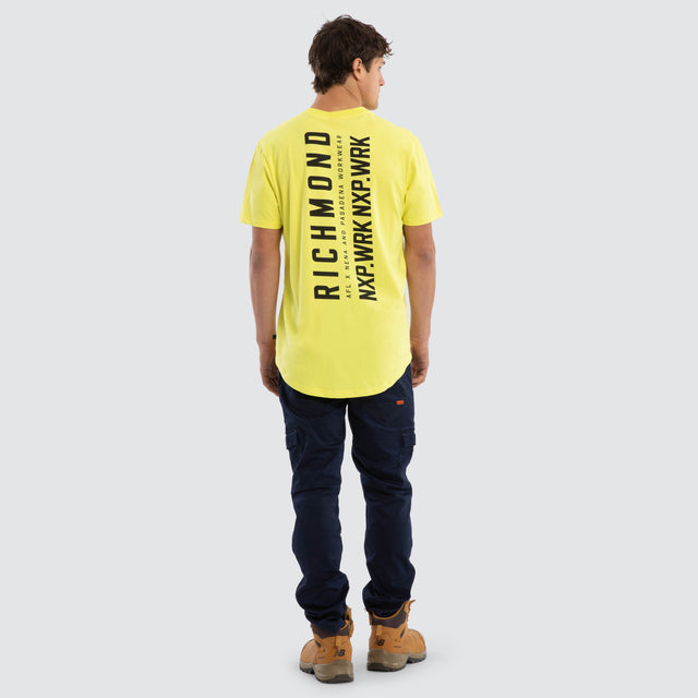 Model wears Richmond Tigers Ethic Tee Yellow T-Shirts in Yellow - Image 5