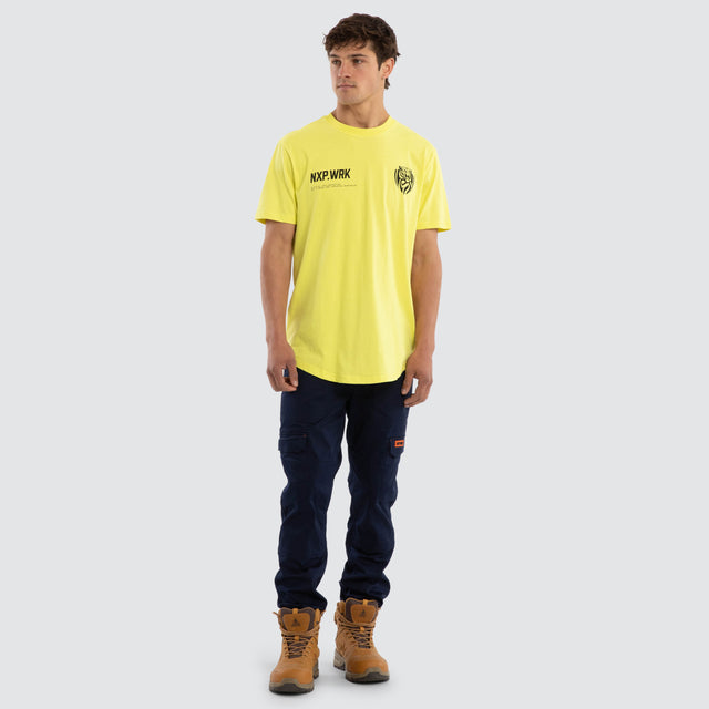 Model wears Richmond Tigers Ethic Tee Yellow T-Shirts in Yellow - Image 3
