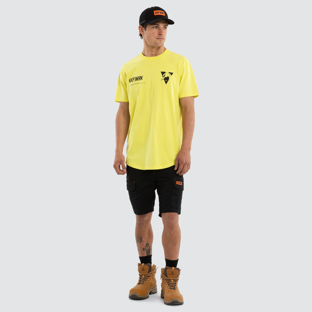 Model wears Sydney Swans Ethic Tee Yellow T-Shirts in Yellow - Image 3