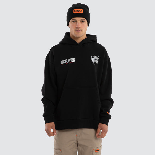 Model wears Western Bulldogs Subject Hoodie Jet Black Hoodies in Black - Image 1