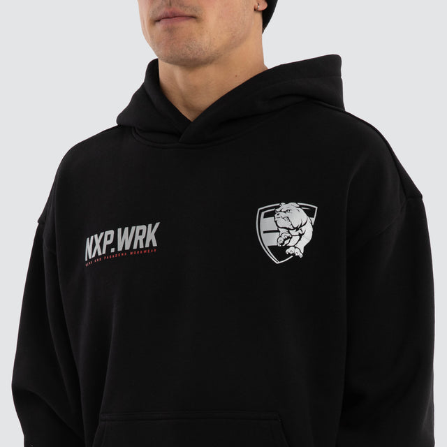 Model wears Western Bulldogs Subject Hoodie Jet Black Hoodies in Black - Image 4