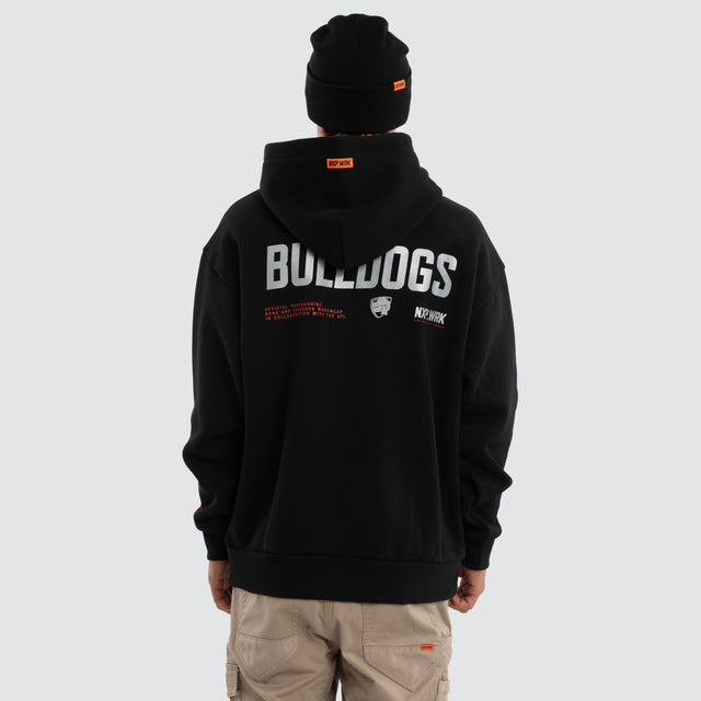 Model wears Western Bulldogs Subject Hoodie Jet Black Hoodies in Black - Image 2