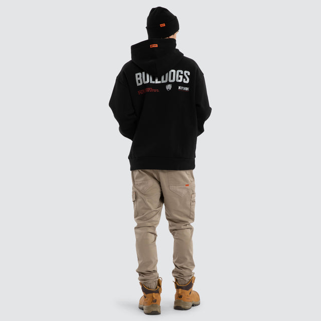 Model wears Western Bulldogs Subject Hoodie Jet Black Hoodies in Black - Image 5
