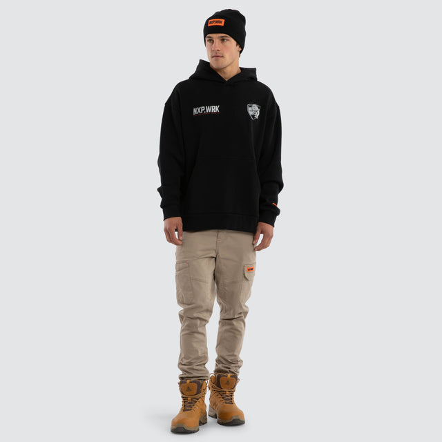 Model wears Western Bulldogs Subject Hoodie Jet Black Hoodies in Black - Image 3
