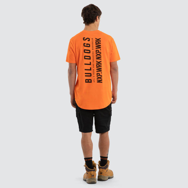 Model wears Western Bulldogs Ethic Tee Work Orange T-Shirts in Orange - Image 5