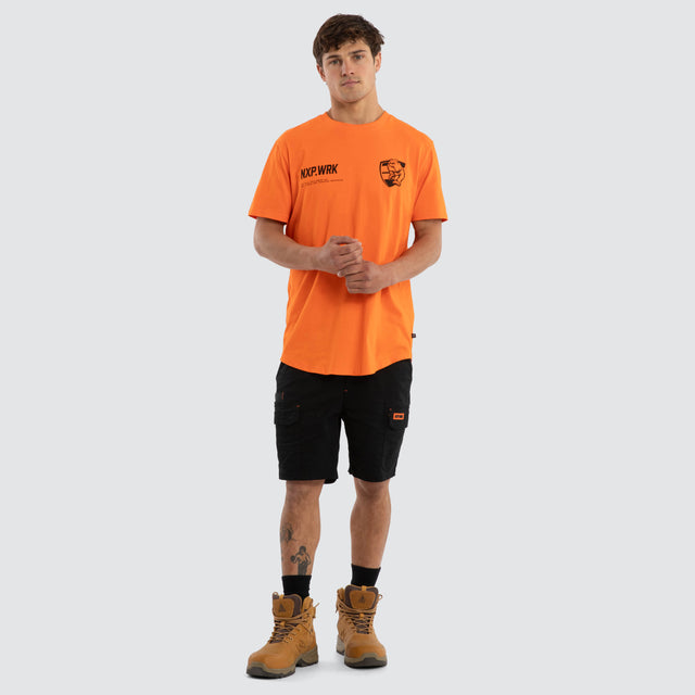 Model wears Western Bulldogs Ethic Tee Work Orange T-Shirts in Orange - Image 3