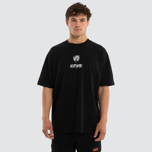 Model wears Western Bulldogs Union Tee Jet Black T-Shirts in Black - Image 1