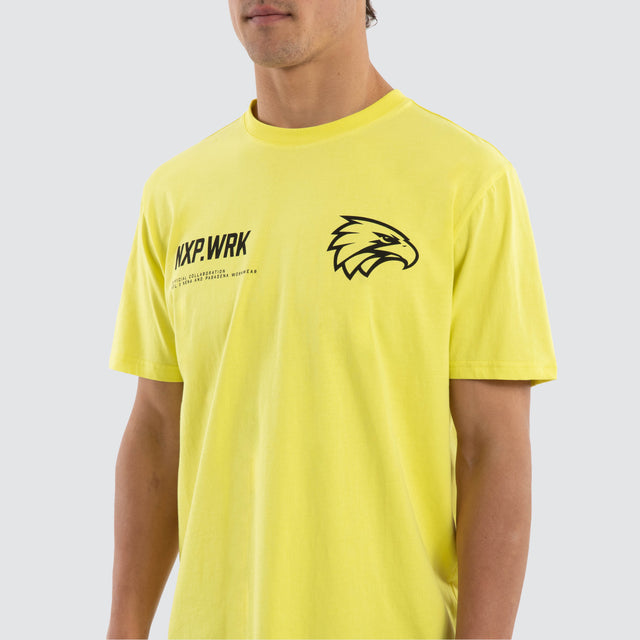 Model wears West Coast Eagles Union Tee Jet Black T-Shirts in Black - Image 4