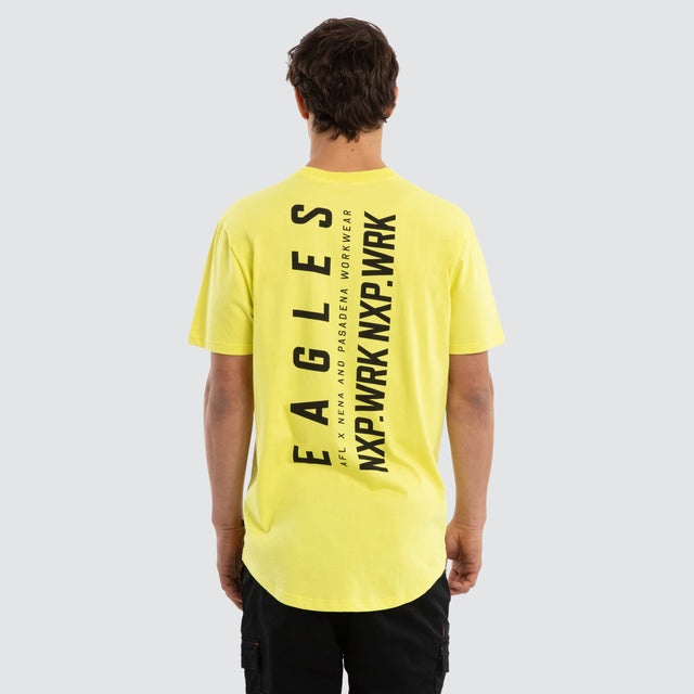 Model wears West Coast Eagles Ethic Tee Yellow T-Shirts in Yellow - Image 2