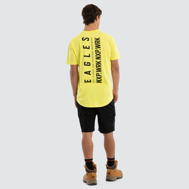 Model wears West Coast Eagles Ethic Tee Yellow T-Shirts in Yellow - Image 5