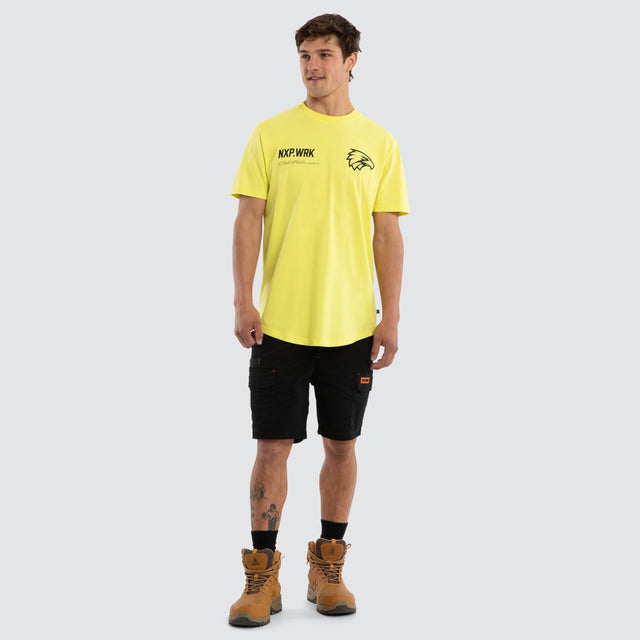 Model wears West Coast Eagles Union Tee Jet Black T-Shirts in Black - Image 3