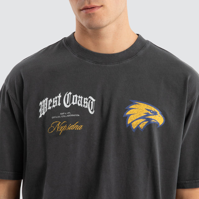 West Coast Eagles AFL Vintage Goth Tee Pigment Asphalt