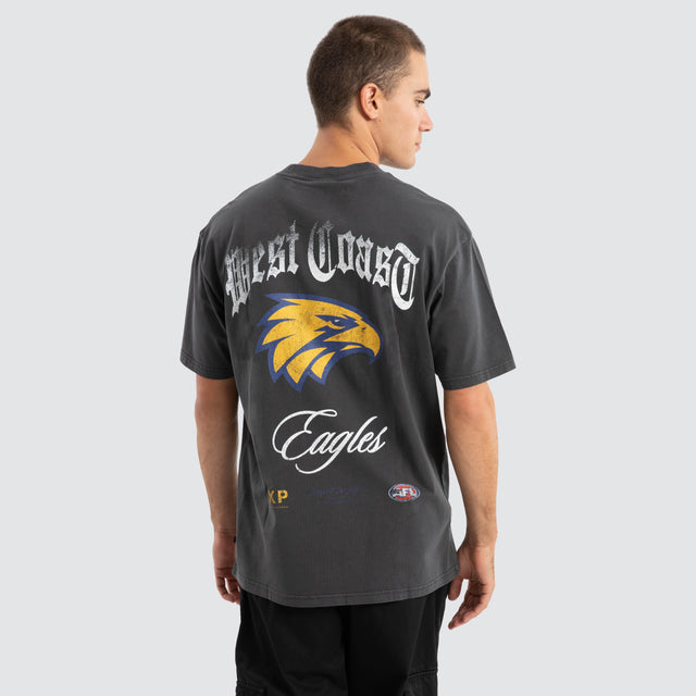 West Coast Eagles AFL Vintage Goth Tee Pigment Asphalt